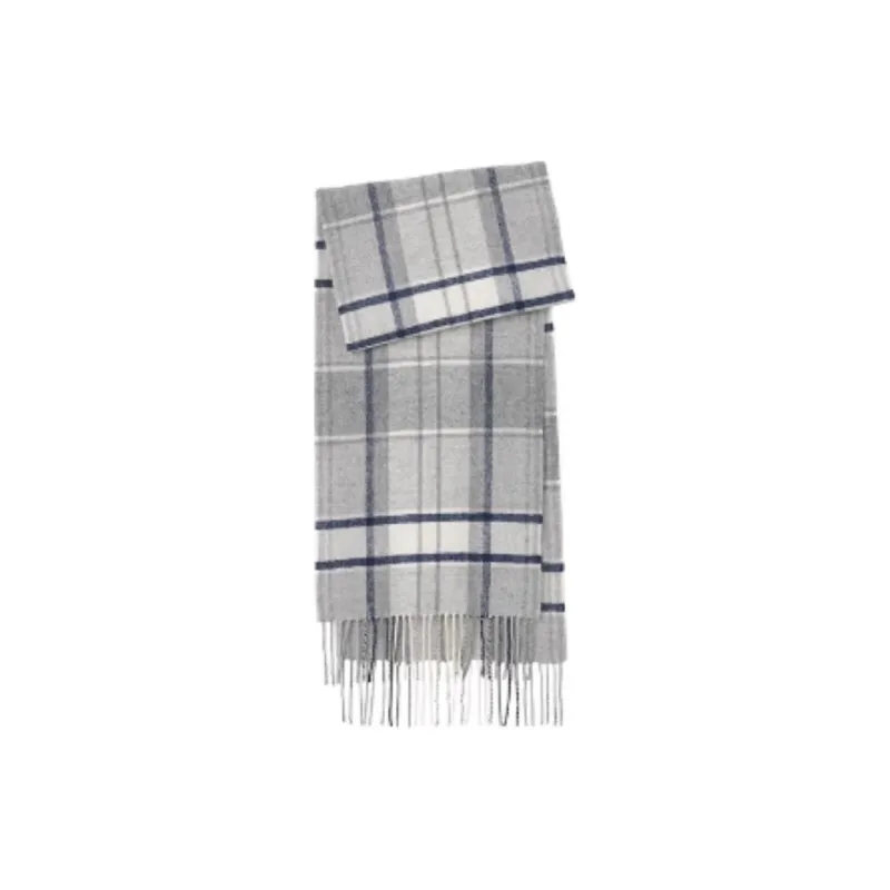MUJI Wool Knit Scarves Unisex Gray Plaid-0
