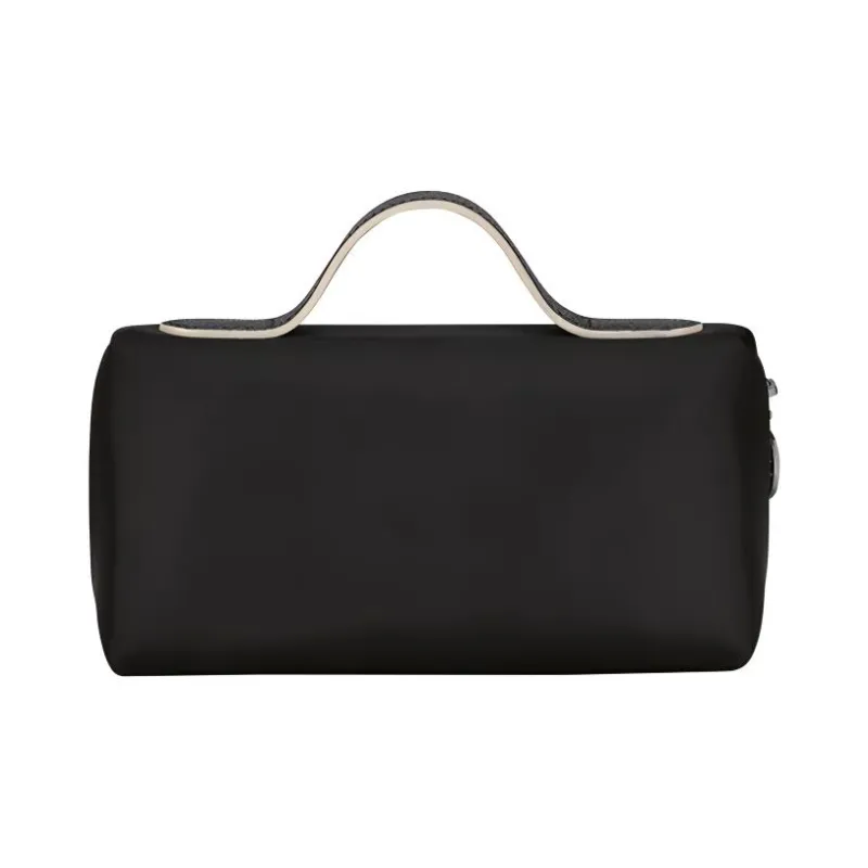 LONGCHAMP Le Pliage Cowhide Patchwork Canvas Makeup Bag Women's Black-3