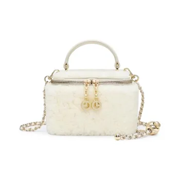GOLDLION Sheepskin Shoulder Bag Crossbody Bag Handbag Mini Women's Ecru/Grass Green/Rose Red