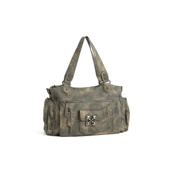 JACD PU Shoulder Bag Regular Women's Pirate Black/Denim Gray Gold