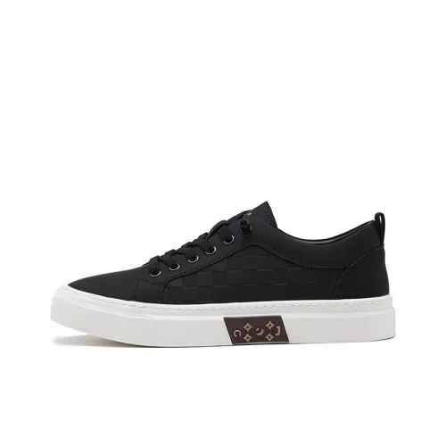 JOSINY Anti Slip Wear Resistant Lightweight Breathable Supportive Low Top Skateboard Shoes Men's Black