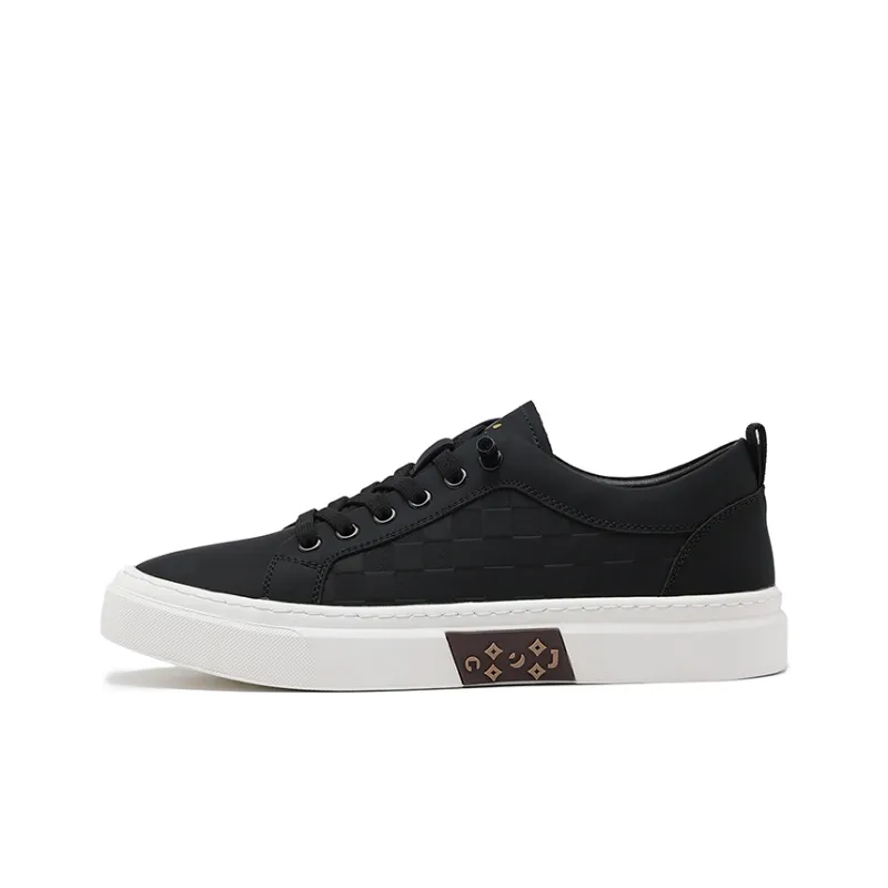JOSINY Anti Slip Wear Resistant Lightweight Breathable Supportive Low Top Skateboard Shoes Men's Black-0