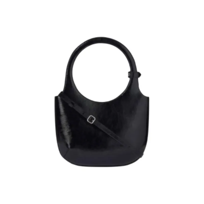 COURREGES Leather Shoulder Bag Crossbody Bag Handbag Women's Black-2