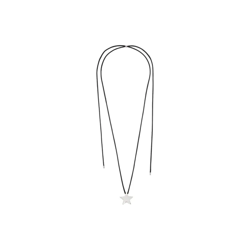 Numbering Brass Rhodium-Plated Fabric Necklaces Men's Black-1