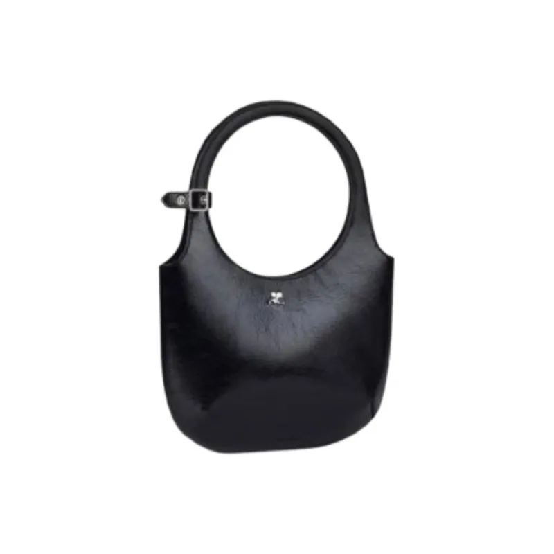 COURREGES Leather Shoulder Bag Crossbody Bag Handbag Women's Black-1
