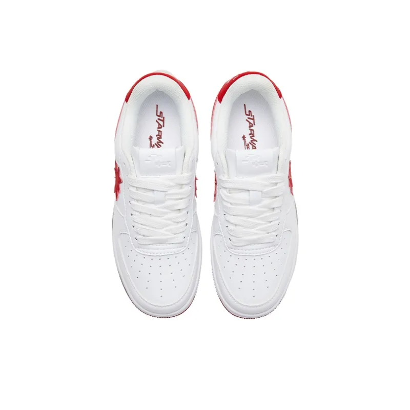 Starwalk Soldier Low-Top Skateboard Shoes Unisex White Red-3