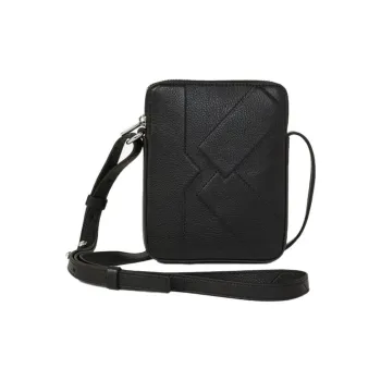 KENZO Cow Leather Cell Phone Pouch Crossbody Bags Shoulder Bags Unisex Black
