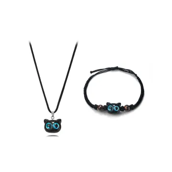 Muyan Alloy Blue Cat Necklace Set Unisex