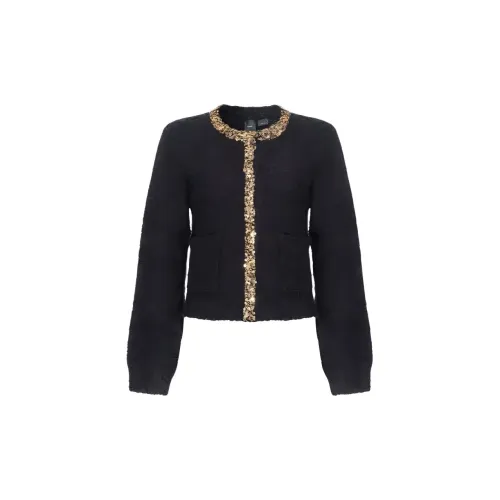 PINKO FW24 Velvet-feel Coat Women's Black