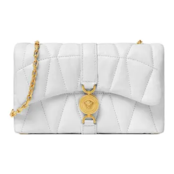 VERSACE Lambskin Shoulder Bag Crossbody Bag Mini Women's White