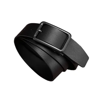 POLOMEISDO Top Grain Cow Leather Pin Buckle Belt Gift For Boyfriend Elegant Pants Belt Men's Gunmetal Width  3.5cm