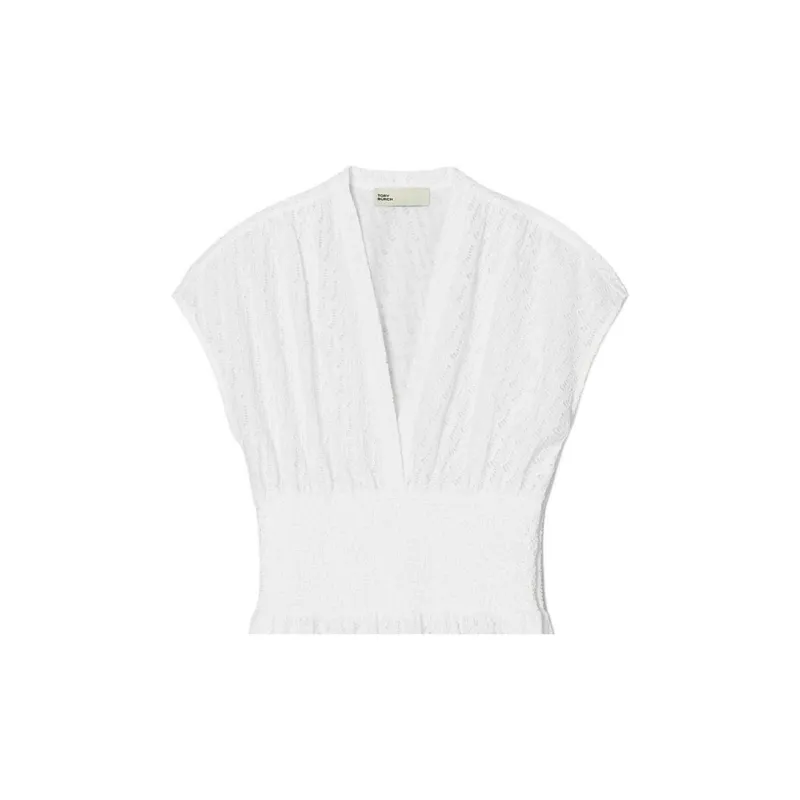 TORY BURCH Short Sleeved Dress Women's White-1
