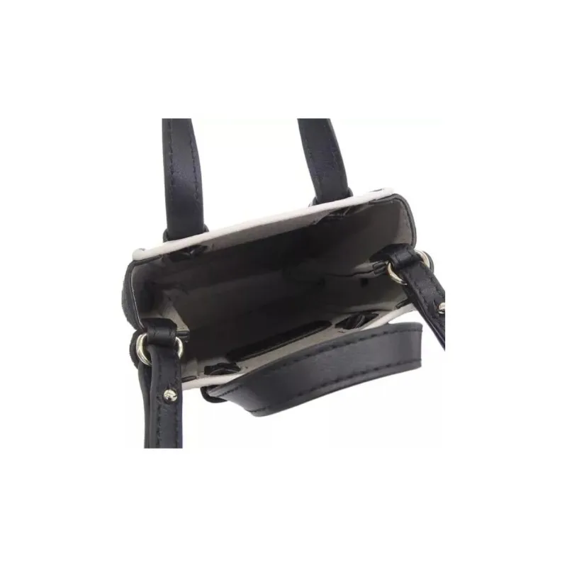 Furla Miastella Leather Handbag, Shoulder Bag, Crossbody Bag Mini Women's White & Black-4