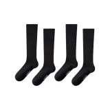 [2 Pack]JK Calf Socks, Black+Black