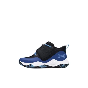Under Armour Zone Anti Slip Wear Resistant Mid Top Children's Basketball Shoes Black Blue Children Aged 3 7 Years Old
