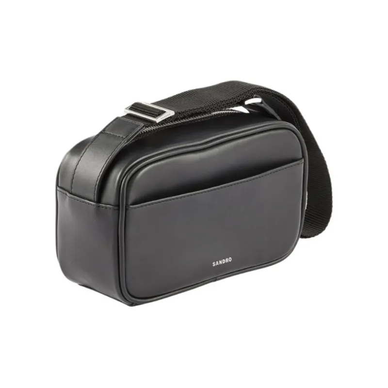 Sandro Cow Leather Portable Crossbody Bag Shoulder Bag Small Size Men's Black-2