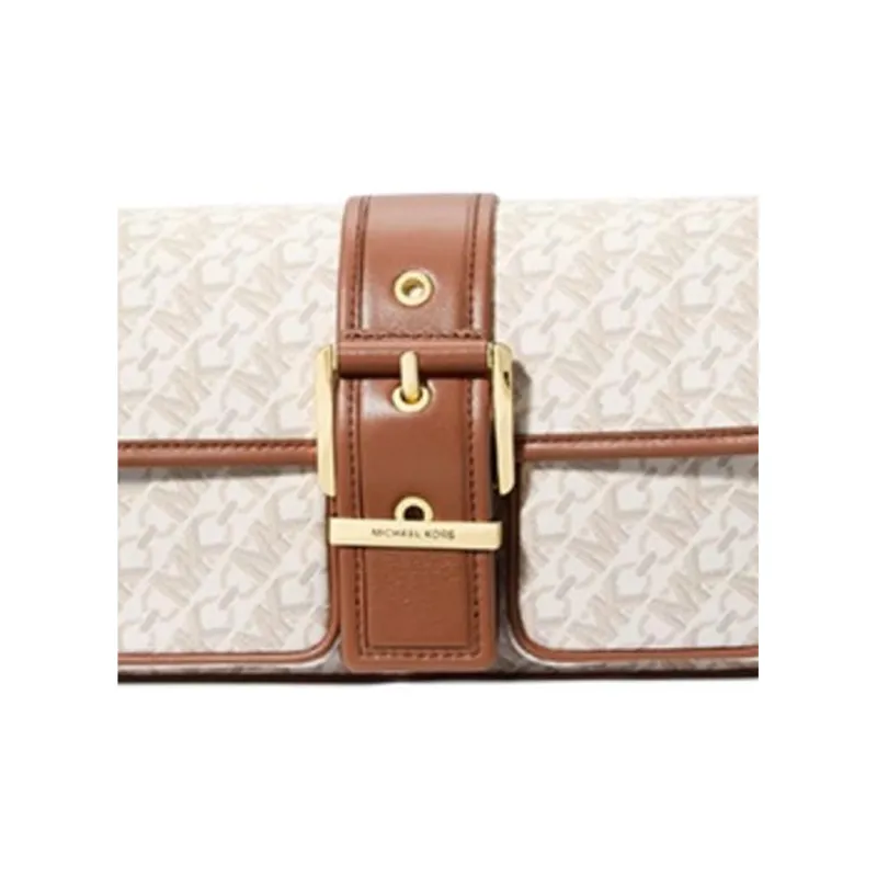 MICHAEL KORS Cow Leather Shoulder Bag Handbag Shoulder Bag Medium Size Women's Vanilla White & Acorn Brown-2