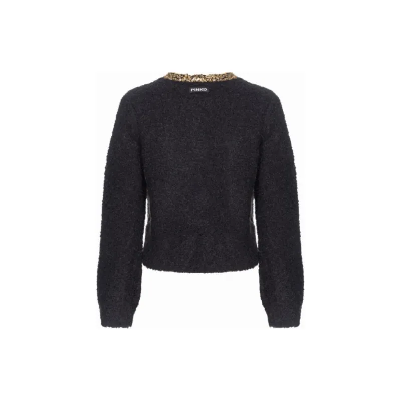 PINKO FW24 Velvet-feel Coat Women's Black-1