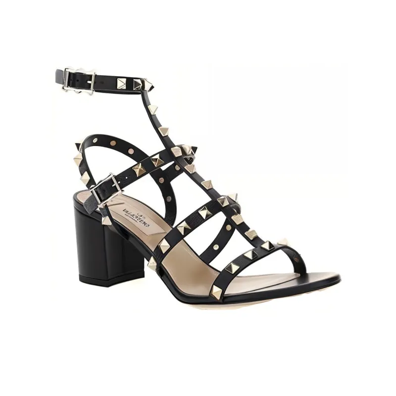 Valentino Rockstud One Strap Sandals Women's Black-2