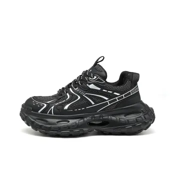 JOSINY Abrasion Resistant Height Increasing Chunky Sneakers, Tire Shoes Men's Black 2024