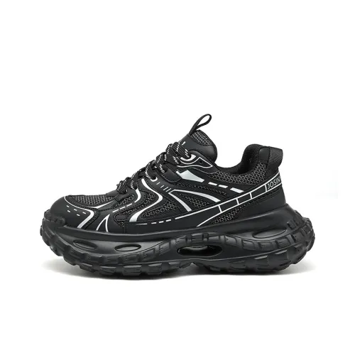 JOSINY Abrasion Resistant Height Increasing Chunky Sneakers, Tire Shoes Men's Black 2024