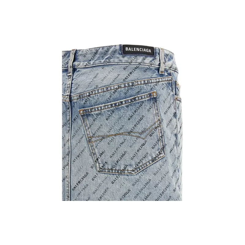Balenciaga Logo print Denim Mini Skirt-7