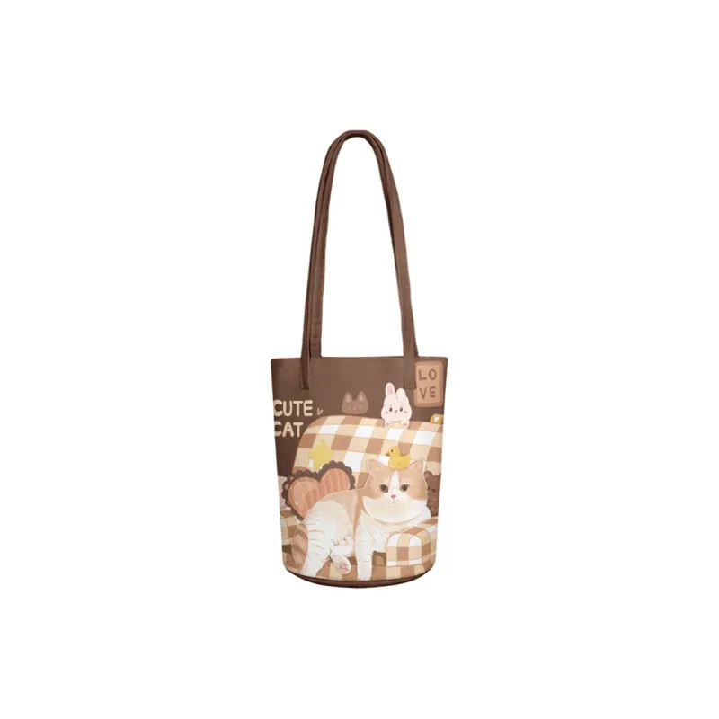 AOSONG Suede Tech Fabric Bucket Bags Shoulder Bags Regular Women's Charming Kitten-0