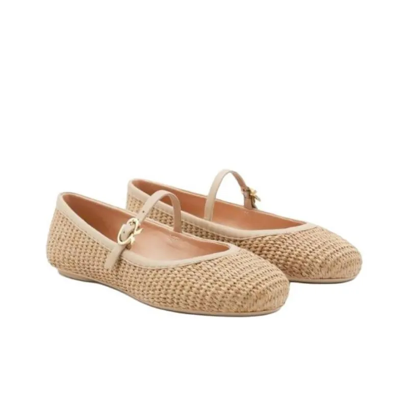 GIANVITO ROSSI Carla Buckle Strap Ballerina Shoes Women's-2