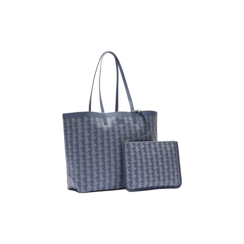 LACOSTE Coated Canvas Tote Bag Shopping Bag Handbag Shoulder Bag Women's Blue-1