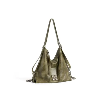 JACD PU Tote Effortless Style Shopping Bag, Shoulder Bag Women's Wild Green/Pirate Black