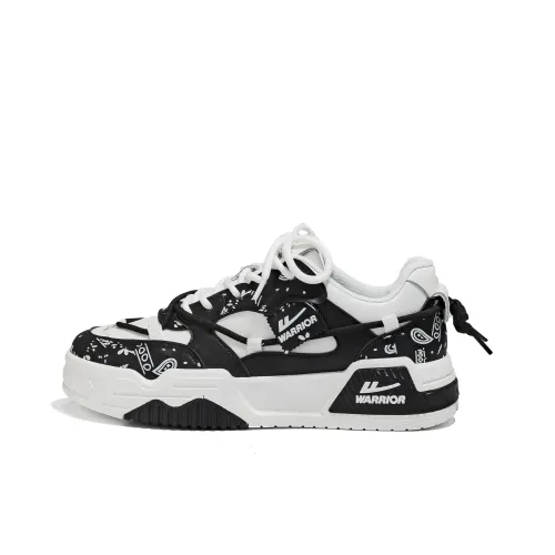 Warrior Coverage Abrasion Resistant Lightweight Breathable Slip Resistant Low Top Skateboard Shoes Men's Black White