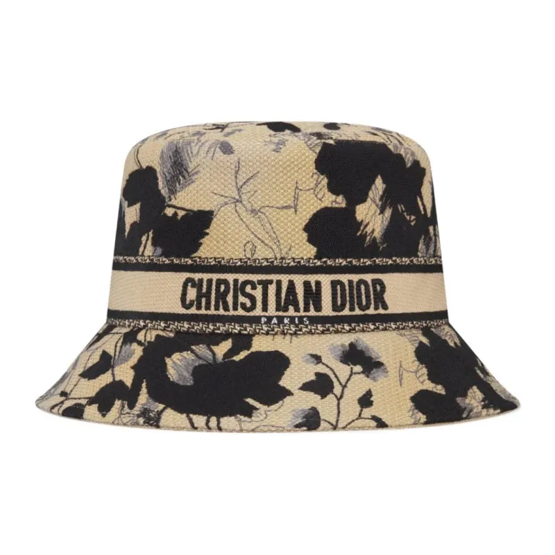 DIOR Cotton Bucket Hats Women's Beige/Black-2