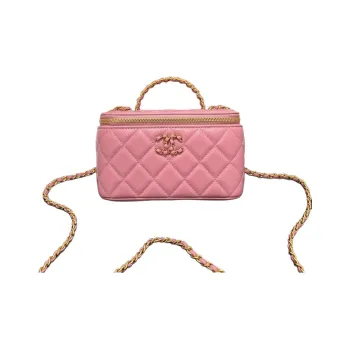 CHANEL Sheepskin Box Bag, Makeup Bag, Handbag, Shoulder Bag, Crossbody Bag Women's Pink
