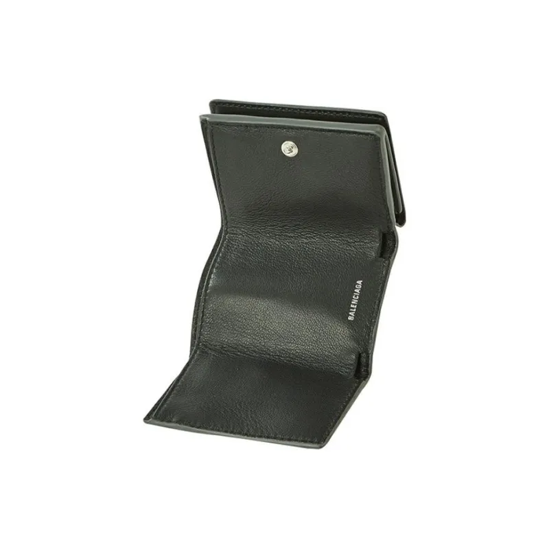 Balenciaga Everyday Leather Wallet Mini Unisex Gray Green-4