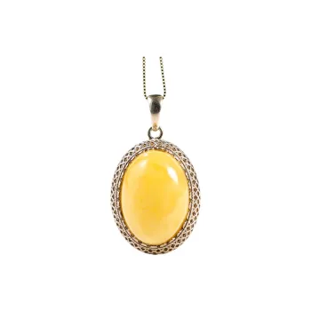 S&A S925 Silver With Amber Beeswax Inlay Necklaces Women's