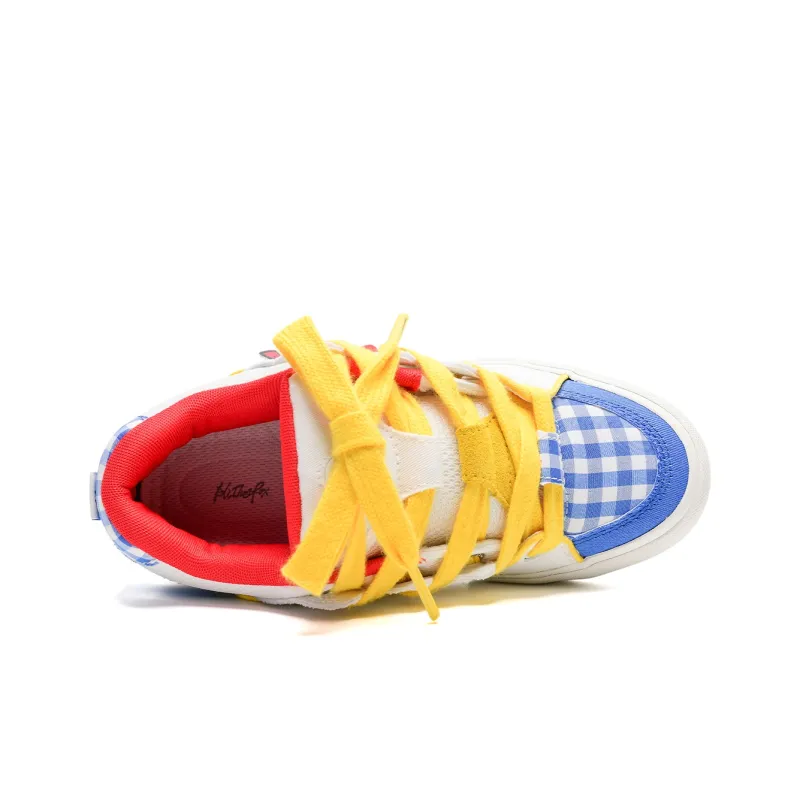 ALI THE FOX Low Top Skateboard Shoes Unisex White Blue Yellow Box Included-3