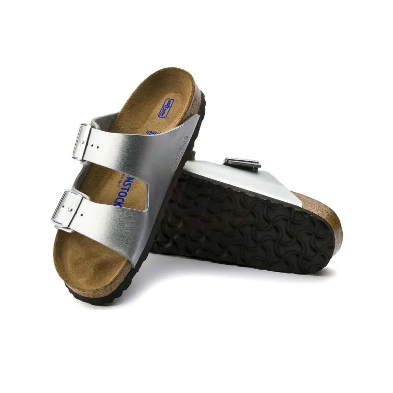 Birkenstock Arizona Soft Footbed EVA Abrasion-Resistant Slide Slippers Unisex Silver-3