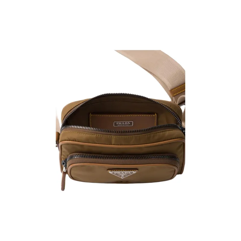 PRADA Recycled Nylon Shoulder Bag Crossbody Bag Men's Cork Beige-4