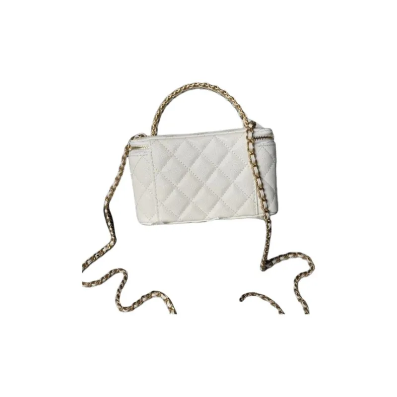 CHANEL Grain Embossed Calfskin Box Bag, Handbag, Shoulder Bag, Crossbody Bag Women's White-1