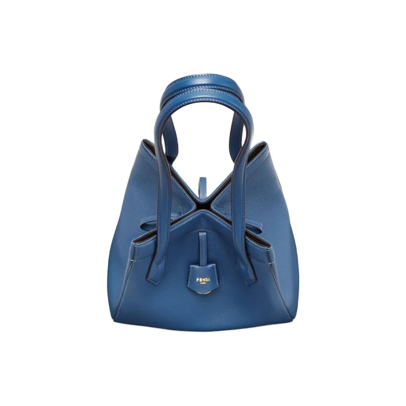 FENDI Origami Grain Leather Tote Bag, Shopping Bag, Handbag, Shoulder Bag Medium Size Women's Blue-3