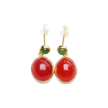 YUSHE Southern Red Agate Jade Earrings Women's