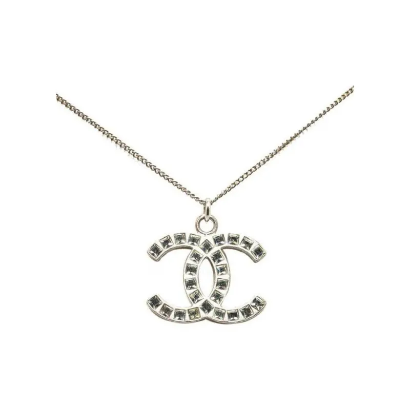 CHANEL 2010 Plated Cc Pendant Costume Necklace-0