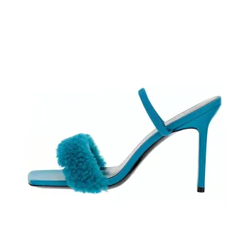 By Far Shearling Heeled Sandals Women's
