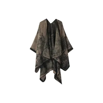 Narandu Polyester Shawls Women's Black Brown/Orange Blue/Black Gray