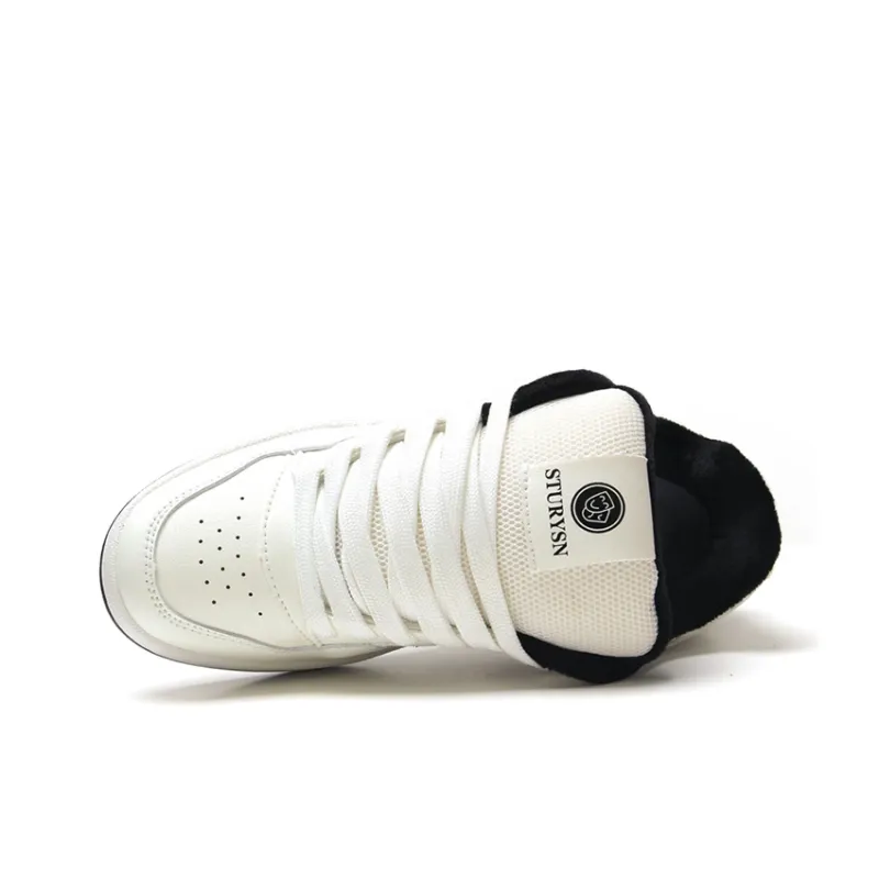 STUR YSN Warm And Wear Resistant Low Top Skateboard Shoes Unisex White Black-5