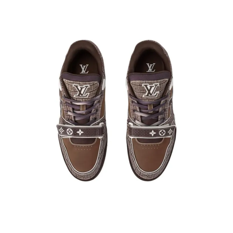 LOUIS VUITTON Trainer Low Top Skateboard Shoes Men's Brown-3