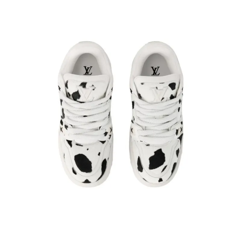 LOUIS VUITTON Trainer Maxi 2025 Spring Men's Collection Low-Top Casual Shoes Men's Black White-4