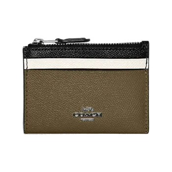 COACH Leather Document Wallet Card Holders Mini Women's Olive Green