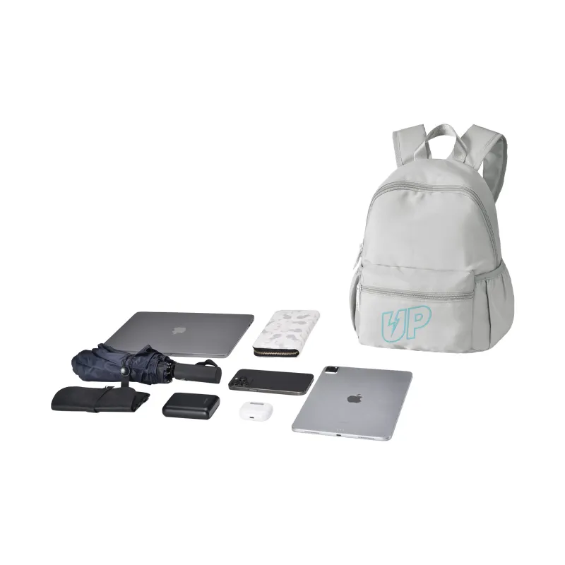 TURN UP Polyester Students Backpack Unisex Gray-4