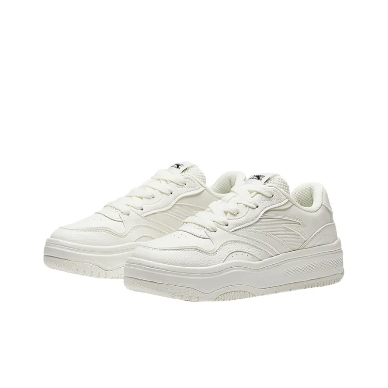 Anta Anti Slip And Wear Resistant Height Increasing Low Top Skateboard Shoes Women's Ivory White-1
